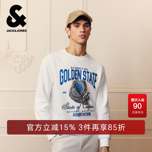 胸前金州勇士队球队图案；袖口NBAlogo标识