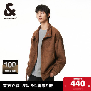 简约纯色百搭舒适宽松翻领夹克外套上衣男装 杰克琼斯春秋新款 男士