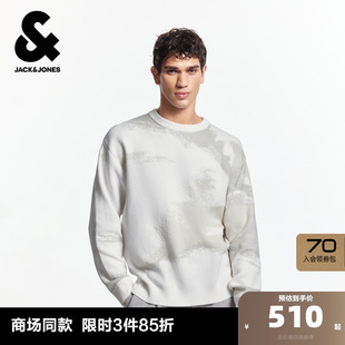 型时尚 杰克琼斯秋冬季 上衣宽松版 毛衣针织衫 百搭潮流衣身扎染 男装
