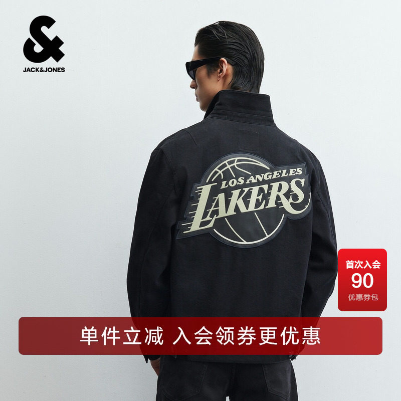 杰克琼斯NBA湖人队联名秋季男装牛仔夹克潮流时尚百搭休闲外套