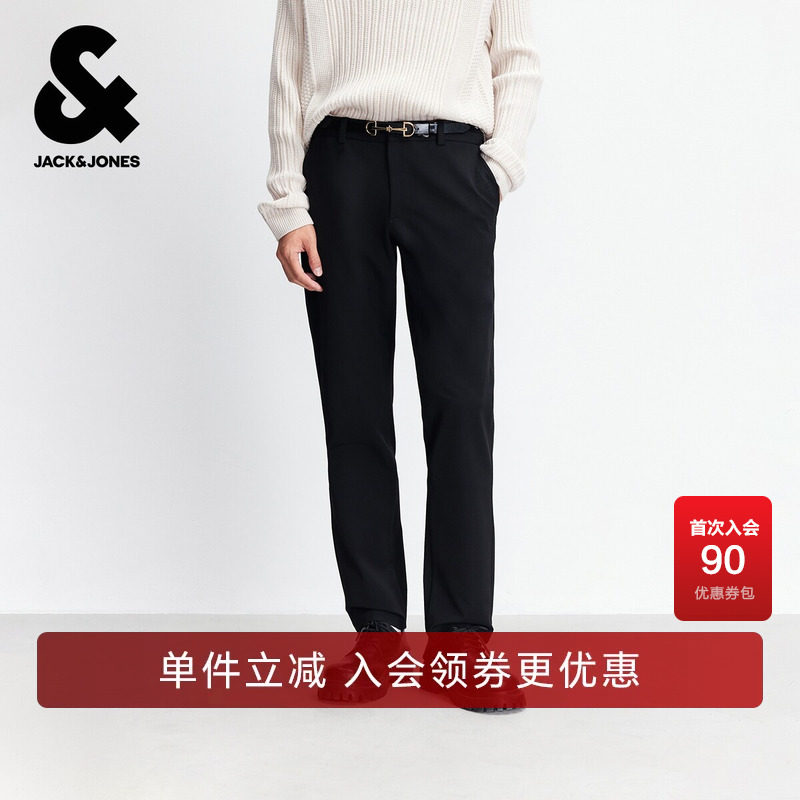 杰克琼斯春秋男装时尚潮流百搭直筒版型字母刺绣休闲裤长裤裤子款