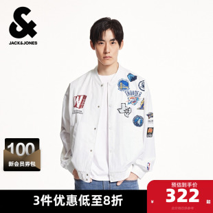 西部球队日常宽松棒球领夹克外套男装 杰克琼斯NBA联名款 春夏新款