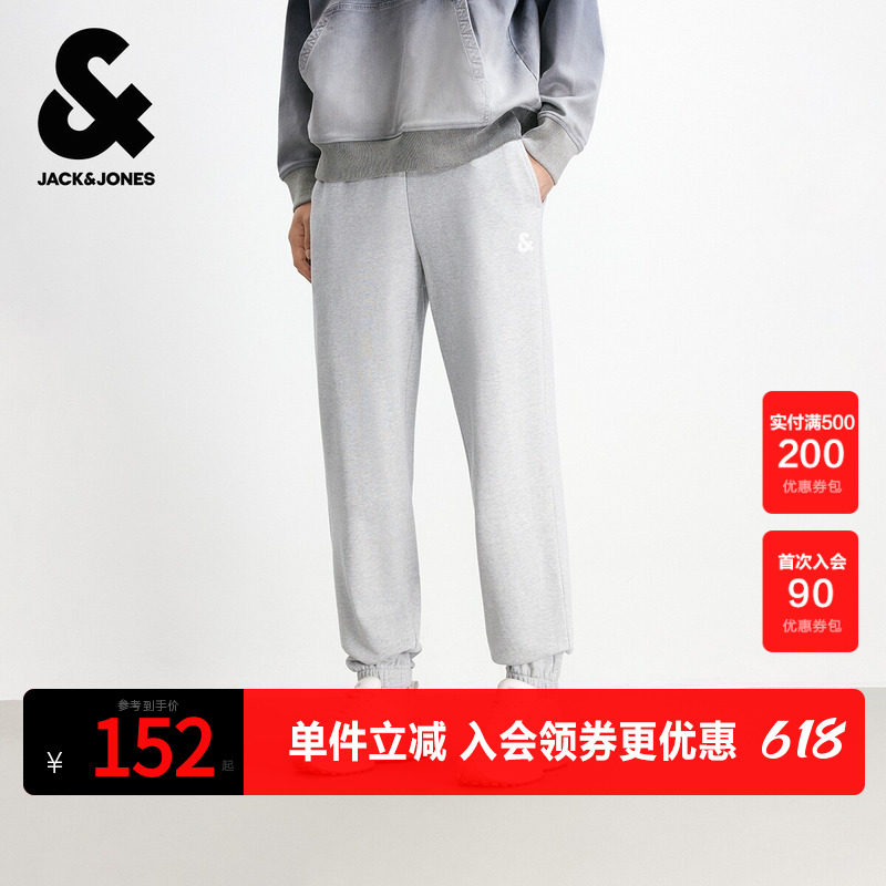 杰克琼斯男装春秋新款抽绳休闲百搭日常纯棉舒适合体收脚口卫裤子