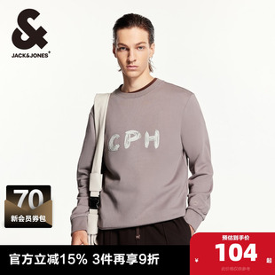 口卫衣男装 杰克琼斯冬季 休闲常规字母刺绣贴布罗纹圆领袖 时尚 新款