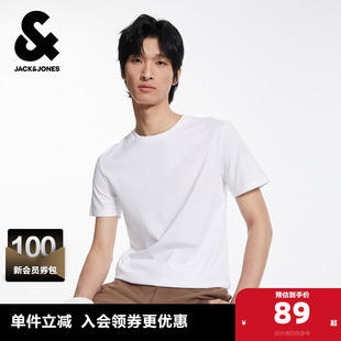 修身 杰克琼斯男装 T恤纯棉舒适纯色商务休闲短袖 新款 简约上衣 夏季