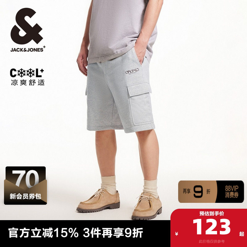 杰克琼斯夏季新款潮流工装风抽绳舒适日系宽松五分裤短裤子男装
