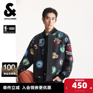 上衣 长袖 杰克琼斯NBA联名男装 春秋夹克舒适百搭衣身满印潮流时尚