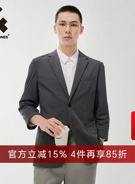 杰克琼斯夏季新款男商务休闲修身舒适帅气七分袖西服正装外套男装