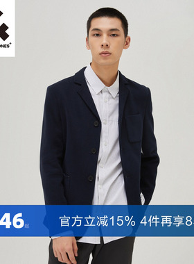 杰克琼斯outlets春秋通勤男西服修身纯色商务蓝色休闲西外套男装