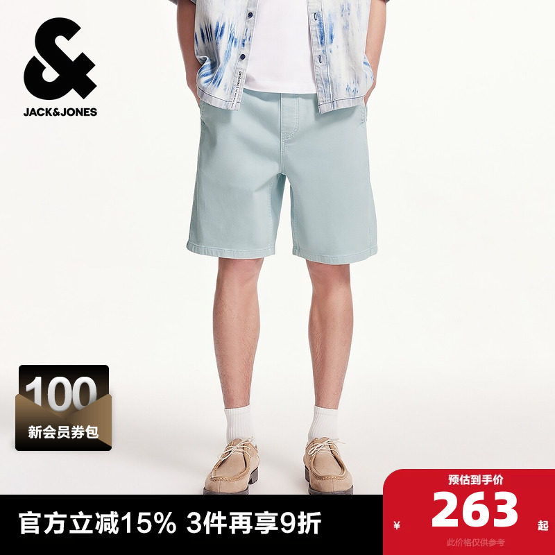 杰克琼斯男装夏季新款短裤高街酷帅舒适百搭潮流简约个性牛仔裤子