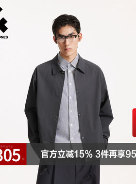 杰克琼斯男装夹克春秋略宽松时尚潮流翻领领口按扣门襟松紧抽绳款