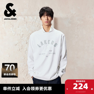 NBA联名字母胶印刺绣长袖 T恤2025年新款 秋季 杰克琼斯奥特莱斯男装
