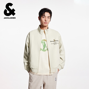 杰克琼斯NBA联名男装春秋季凯尔特人队字母刺绣宽松立领夹克外套