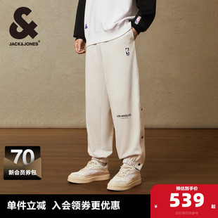 杰克琼斯outlets春季NBA联名湖人队纯棉运动卫裤子束脚休闲裤男装