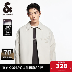 NBA联名布鲁克林队宽松翻领羽绒服男装 杰克琼斯outlets冬季 新款