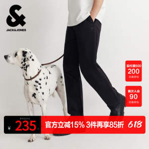 杰克琼斯奥特莱斯男装春季休闲裤略宽松纯色抽绳可调节裤脚长裤