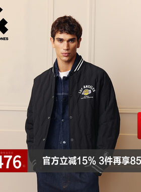 杰克琼斯NBA联名洛杉矶湖人队男装羽绒服冬季新款贴布棒球领上衣