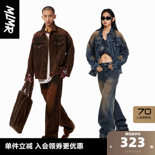宽松情侣夹克渐变拼接水洗衣服牛仔男装 MLMRoutlets外套春季 新款