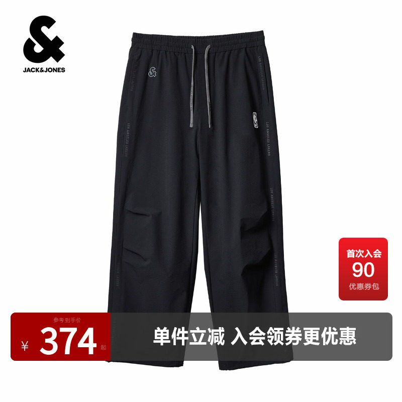 杰克琼斯NBA联名男装休闲裤亲肤毛巾绣潮流时尚百搭通勤长裤裤子