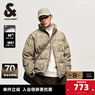 杰克琼斯outletsNBA联名雄鹿队冬款胸前刺绣装饰略宽松羽绒服男装