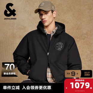 杰克琼斯春季棉服宽松连帽双头拉链NBA联名布鲁克林球队上衣潮