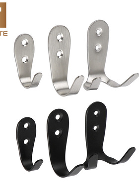 金枘特 不锈钢黑色衣钩浴室卫生间挂钩门后衣帽钩壁挂墙上挂衣钩