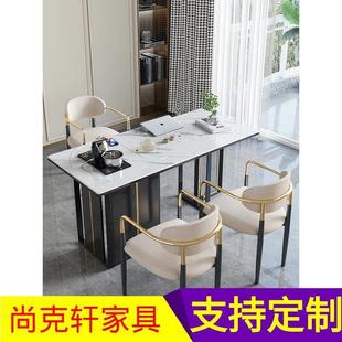 网红泡茶桌一体 轻奢岩板茶台现代简约办公室功夫茶桌椅组合意式