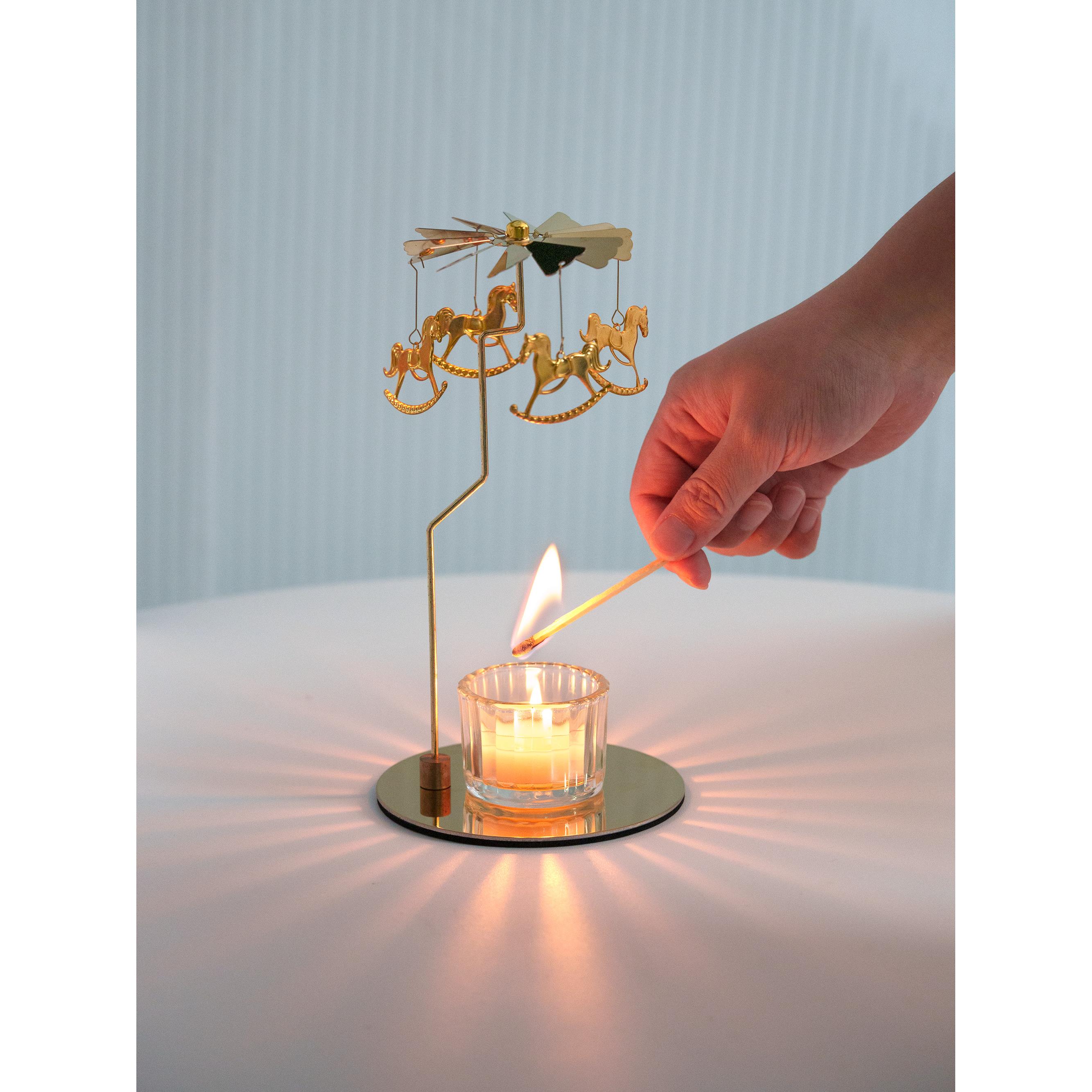 香薰蜡烛杯托底座走马灯金属旋转烛台氛围感生日送礼烛光晚餐道具