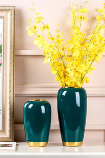北欧轻奢描金陶瓷花瓶玄关花艺创意水培植物干鲜花插花瓶客厅摆件