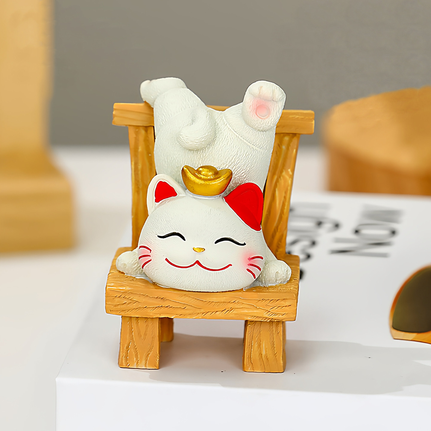 治愈招财猫摆件家居装饰品工位桌面办公室卡通可爱小礼品公仔解压