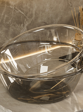 洗脸盆家用轻奢高颜值透明加厚洗漱盆子洗脚盆宿舍洗头盆大塑料盆