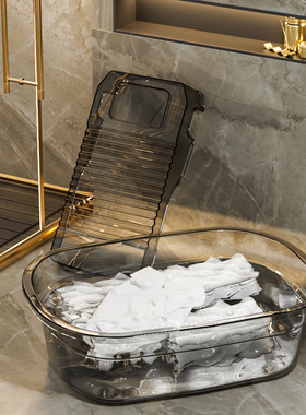 洗衣盆带搓衣板一体式盆家用大号加厚耐用长方形宝宝洗澡塑料盆子