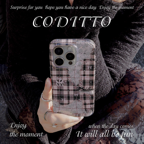 coditto破碎粉格适用苹果手机壳