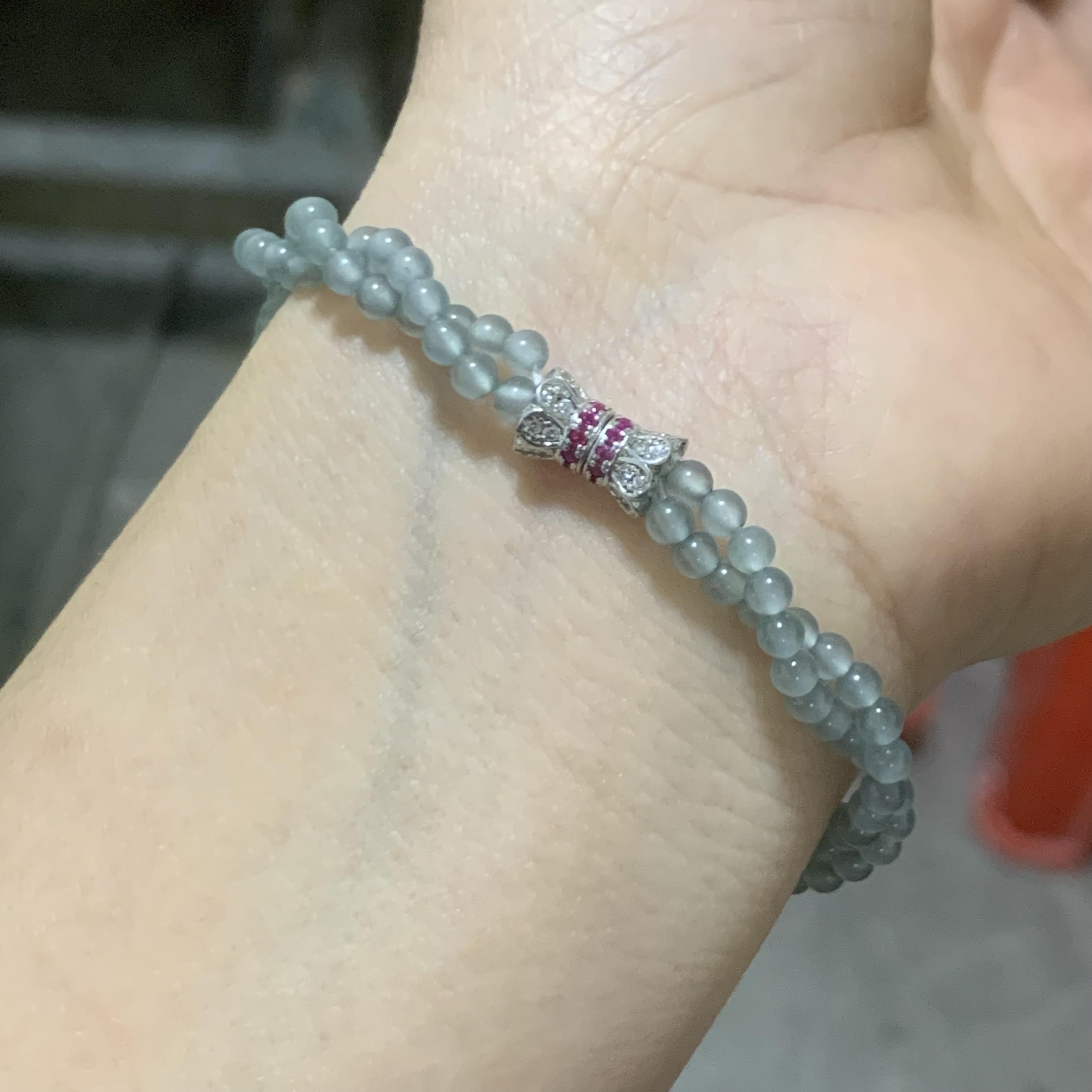 天然翡翠A货白冰手链卡3扭扭链手链送纯银扣头高冰手链玉