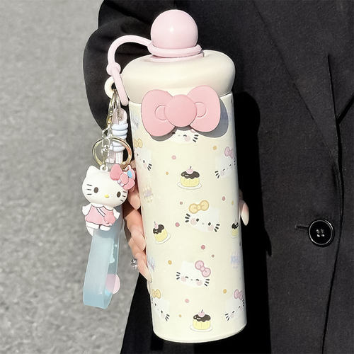 猫咪保温杯女生高颜值带吸管水杯