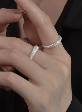 S925银波光粼粼素圈戒指女小众轻