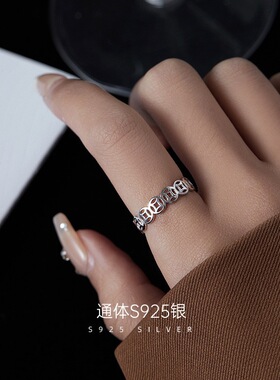 925纯银铜钱戒指女轻奢高级感可