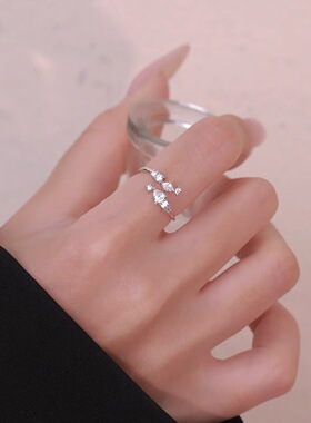999足银星点戒指女轻奢优雅高级