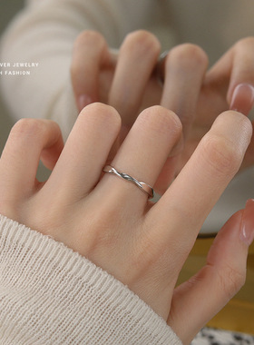 莫比乌斯戒指女s999纯银韩版时尚