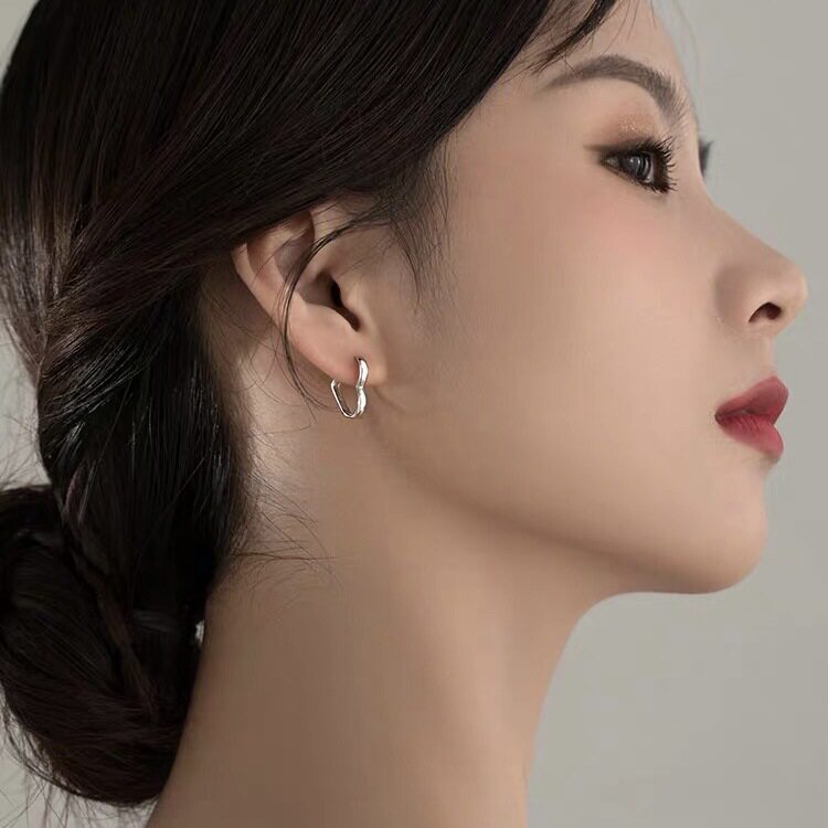 s925纯银爱心耳扣简约小众心形耳