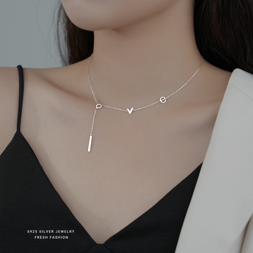 925纯银Love英文项链女日韩小众
