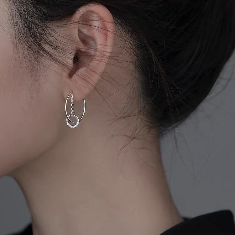 s925纯银轻奢小众C形耳环女高级