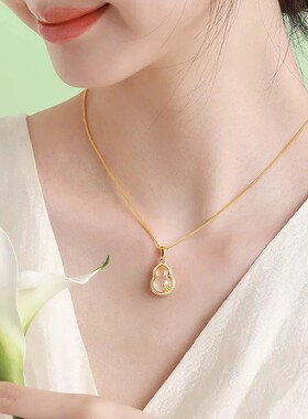 S925纯银葫芦玉髓项链女轻奢高级