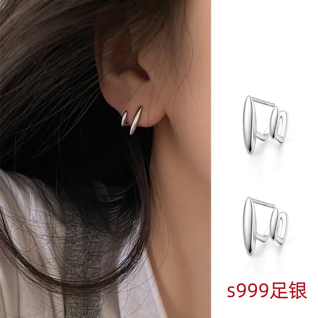 s999纯银小众独特中性水滴耳环女