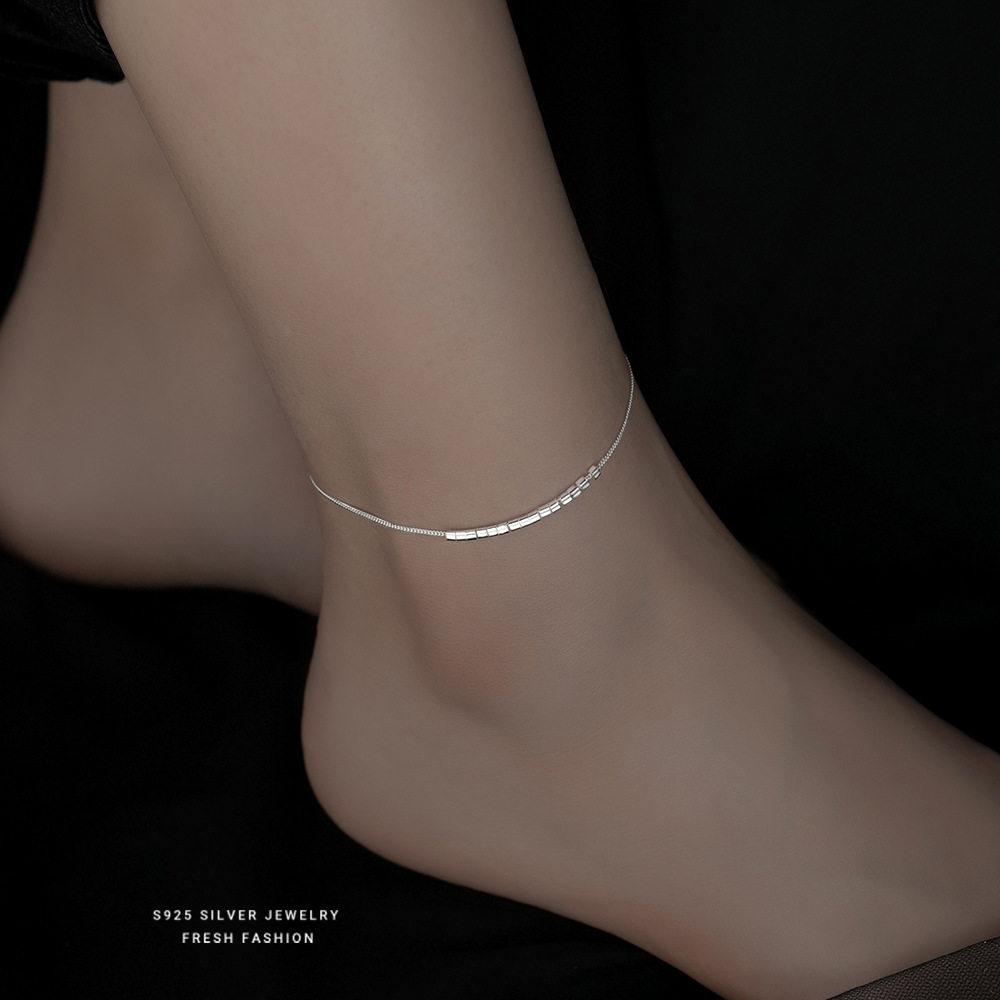 S925足银几何小方块女简约小众轻