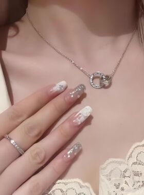 足银999时光恋人双环情侣项链女