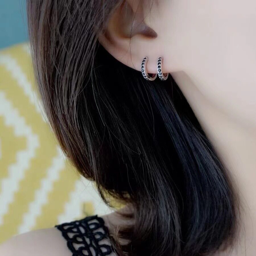 s925纯银耳扣女简约个性港风圆圈