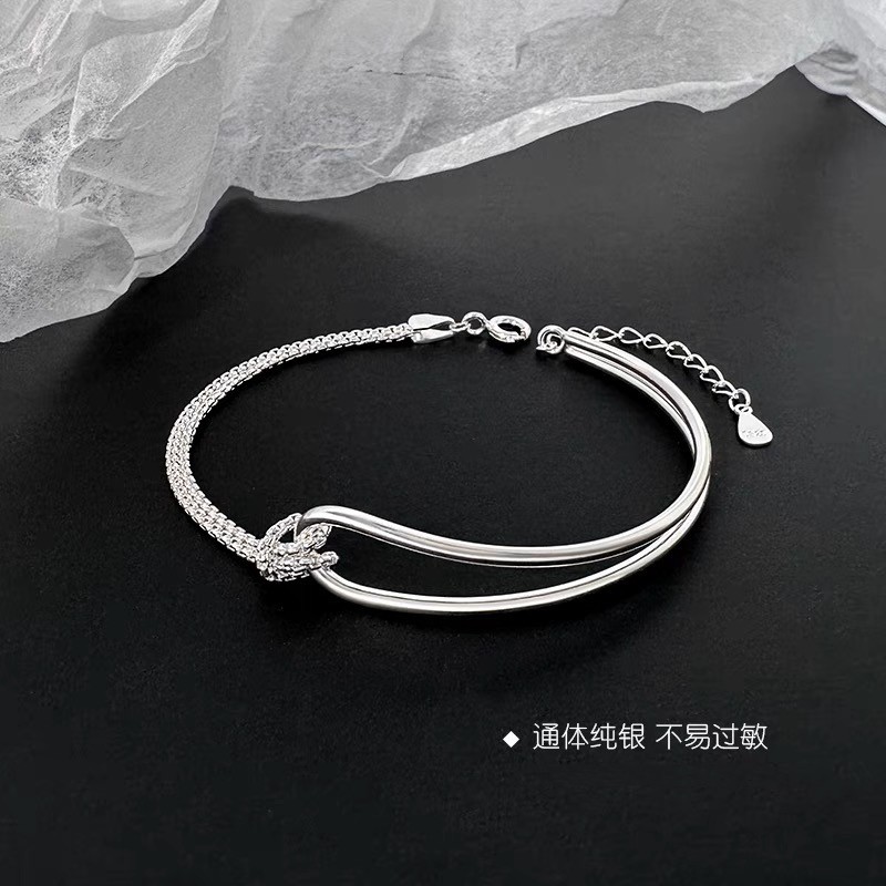 s925纯银小众个性风打结手链简约
