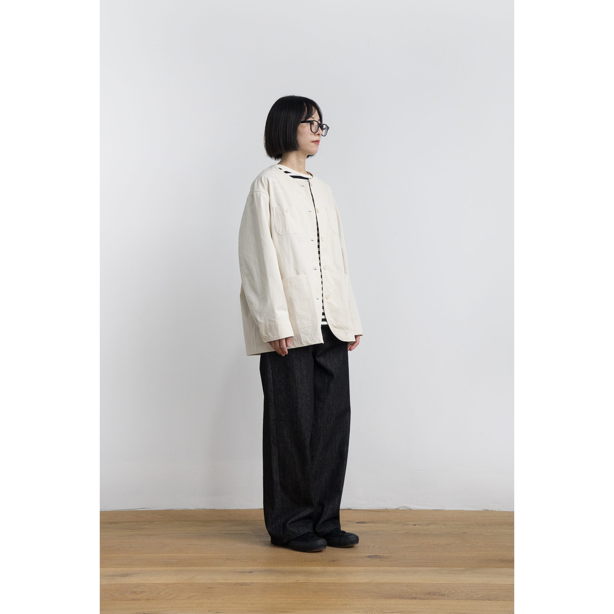 黑色高腰阔腿直筒牛仔长裤