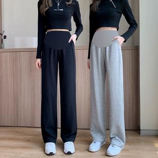 秋冬休闲长裤 子春秋外穿宽松托腹直筒裤 阔腿裤 2023新款 孕妇裤 春季